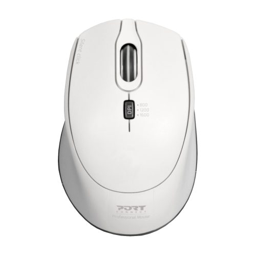 Port Connect Silent 1600DPI 3 Button Wireless Mouse - White