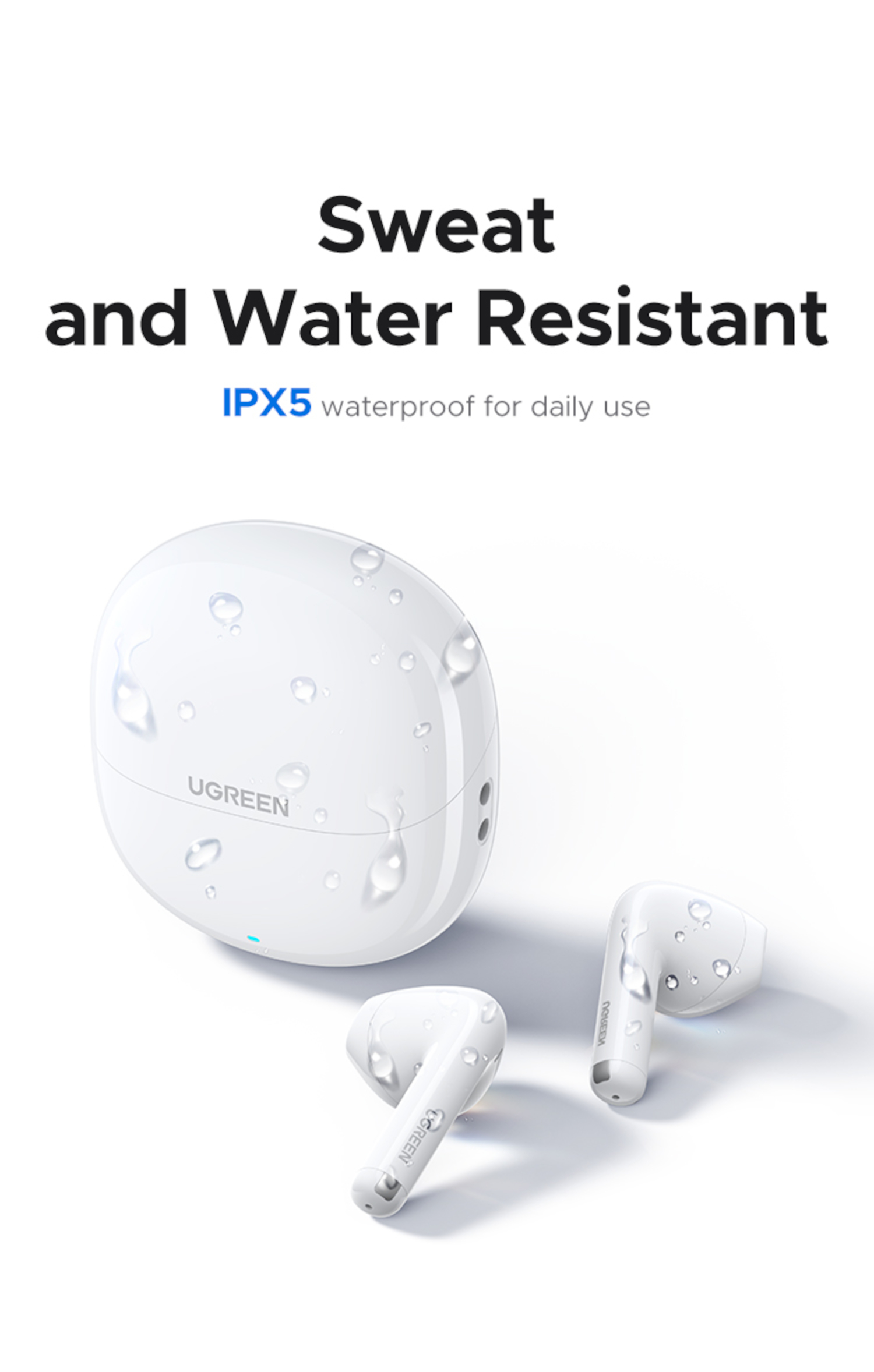 UGREEN Lightbuds Basic Earphones (Semi In-Ear)–White