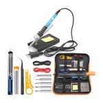 P Concepts Soldering Iron Kit 15 in 1, 60W 110V Adjustable Temperature Welding Tool with Solder Tips, Solder Wire, Desoldering Pump, Tweezers, Stripper Cutter, Tool Bag Simple