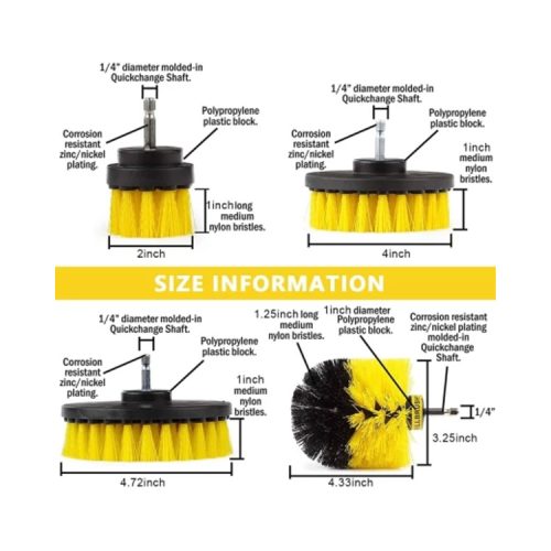 Prime Luxe Tools 3 Piece Household Drill Brush Set (All Purpose Power Scrubber) No Drill Specialty Woodworking Bits Set